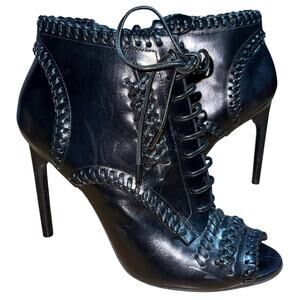 Jason Wu Boots Leather Ankle Peep Toe Whip Stitch Made in Italy